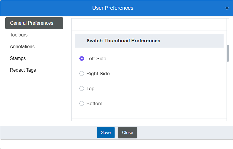 Switch Thumbnail Preferences