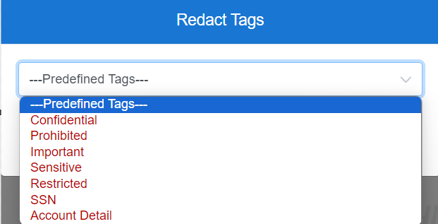 predefined Redact Tags