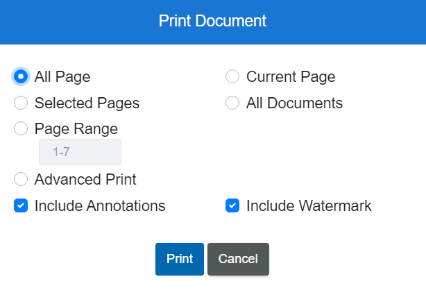 print document dialog box