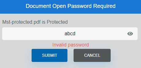 error message if password is incorrect