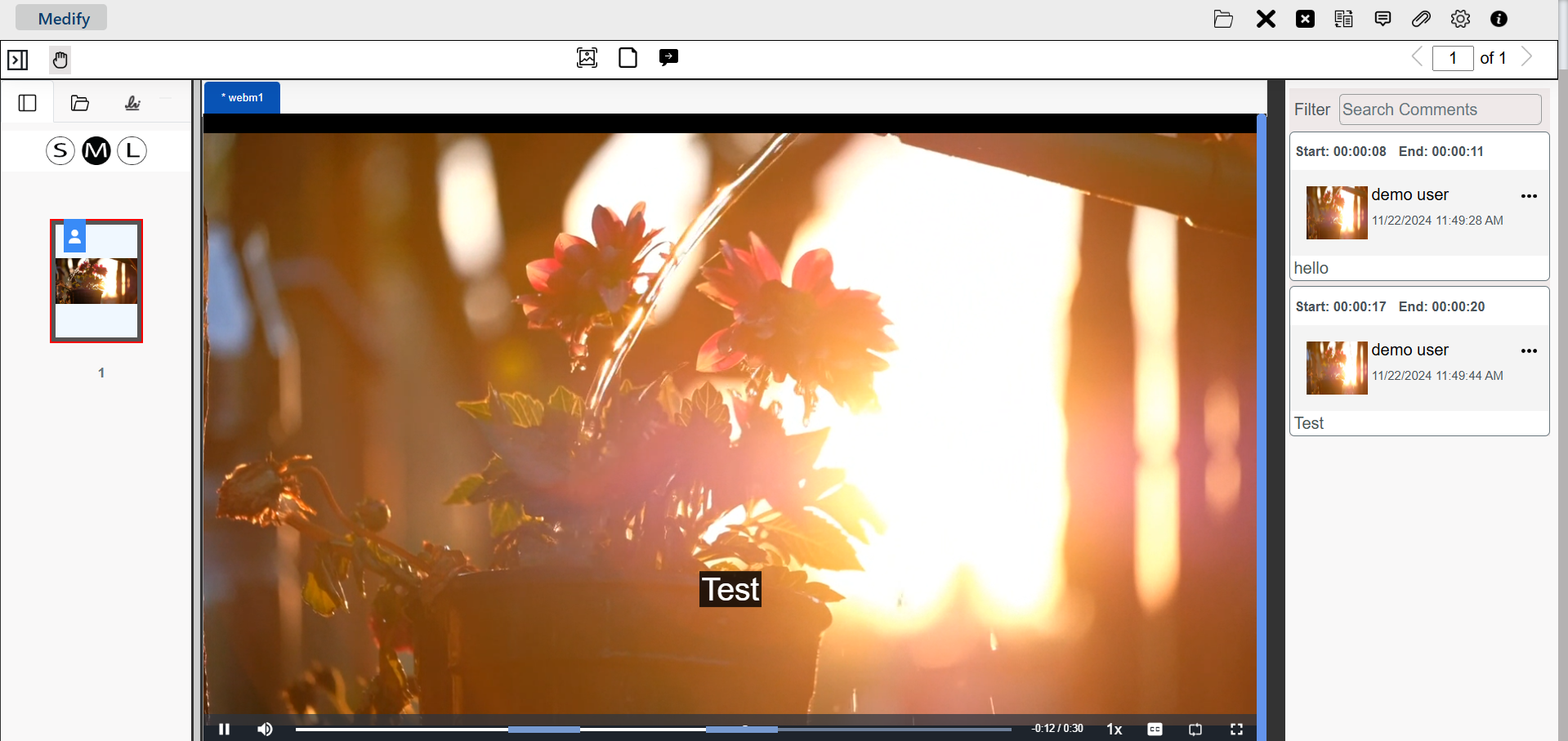 displaying comments as subtitles