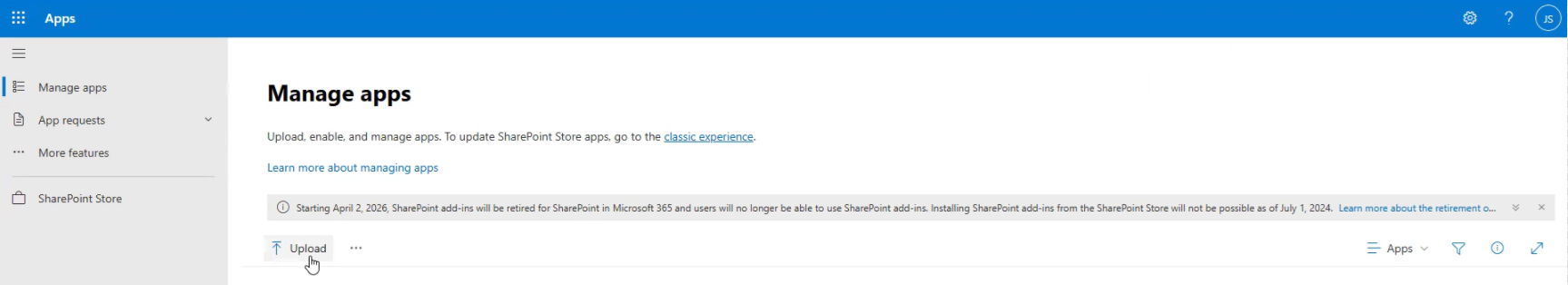 click Upload